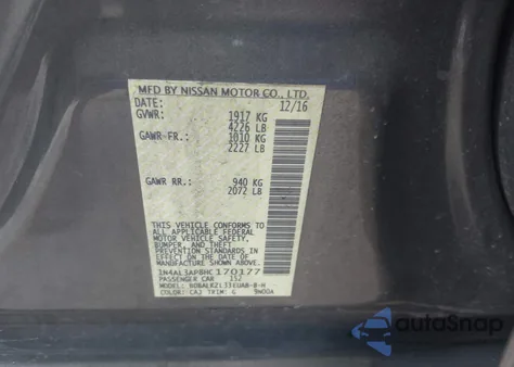 2017 Nissan Altima 2.5 Sv from USA, damaged, VIN 1N4AL3AP8HC170177